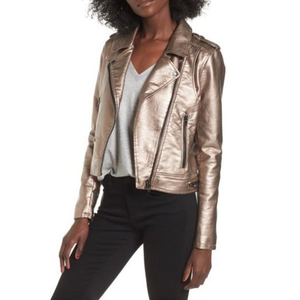 Blank NYC Metallic Faux Leather Moto Jacket
